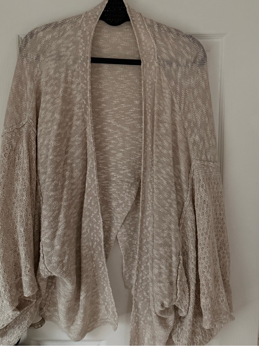 Free People Beige Open-Front Knit Cardigan